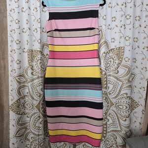 New York & Company Colorful Striped Midi Dress